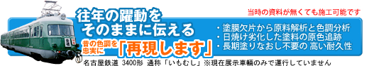 ［復元塗装］は…往年の躍動をそのままに伝える、昔の色調を忠実に再現します